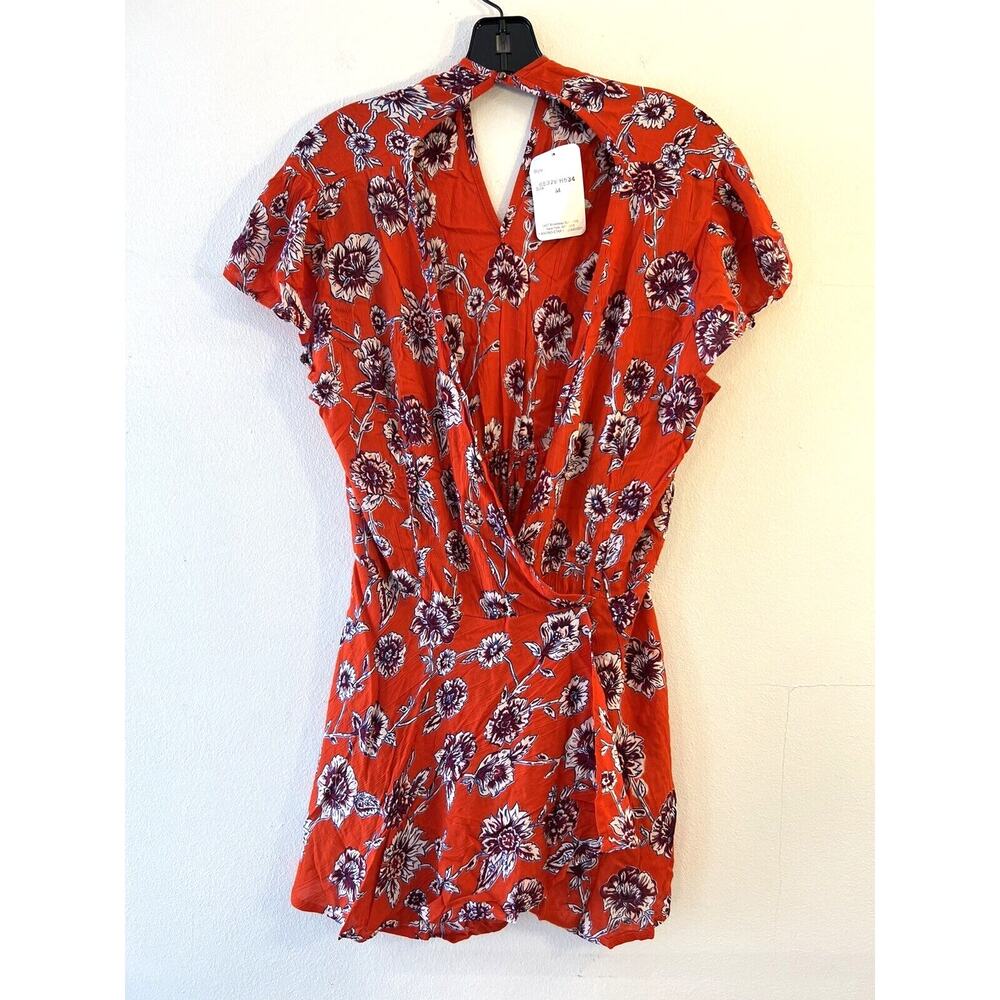 Angie Womens Romper Red Size Medium Floral Print New
